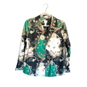Chico’s No-Iron button up top Chicos size 0 XS equestrian preppy classic blouse